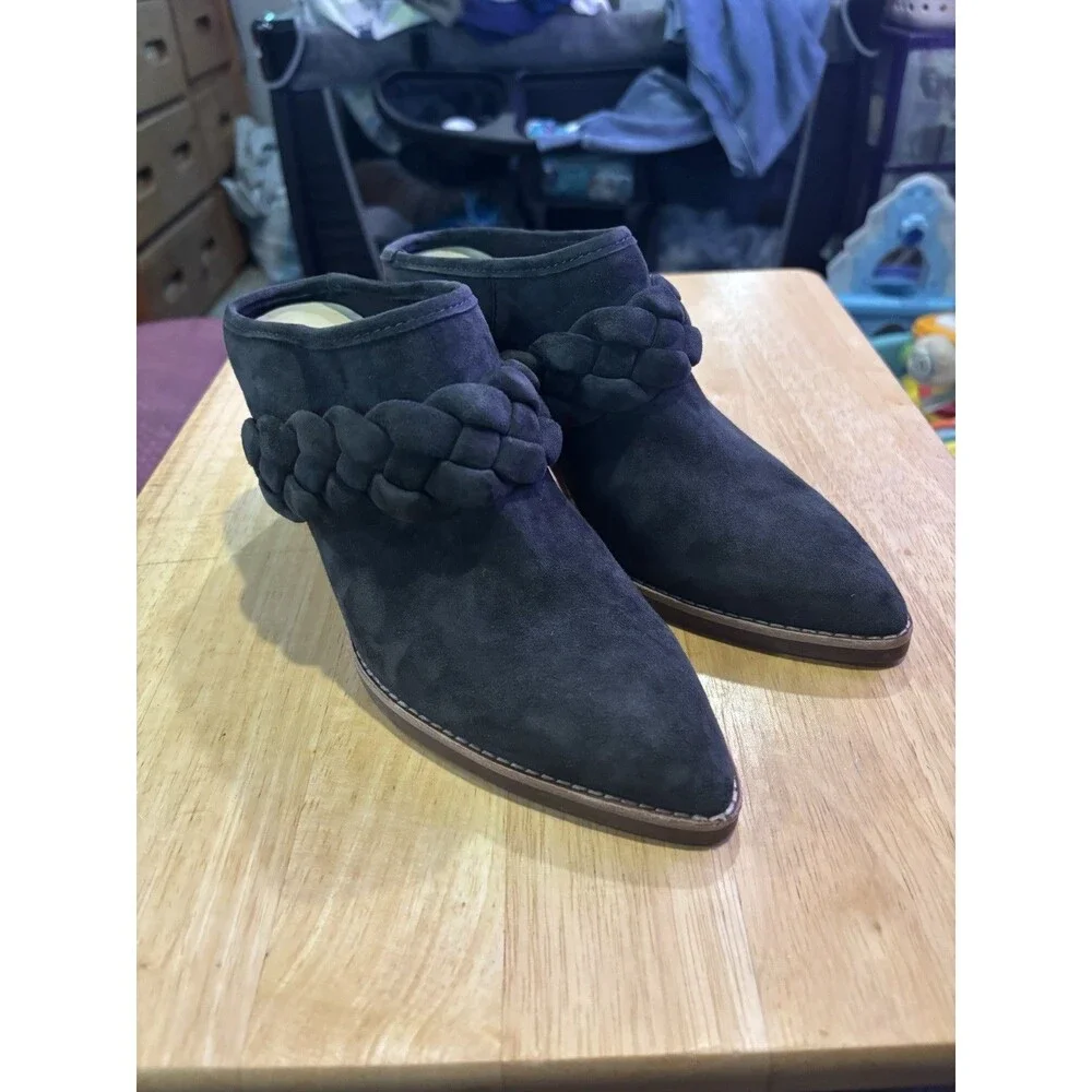 Dolce Vita Serla Braided Suede Heeled Mules/ Boot  Womens Open Back